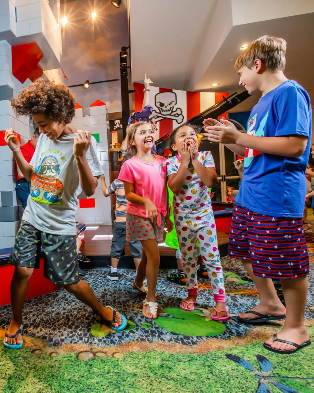 Kids join a dance party at the LEGOLAND Hotel