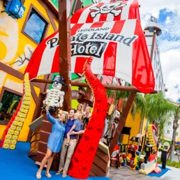 Take a selfie outside of the Pirate Island Hotel
